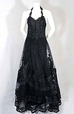 Дантелена вечерна рокля с апликация от 1950
