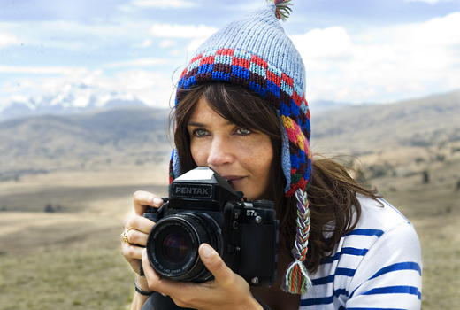   Helena Christensen shows images of climate changes