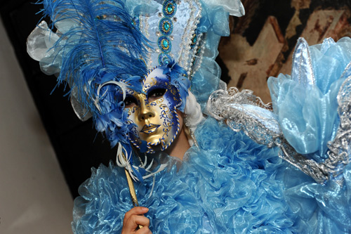 Impressive fashion show of Venice costumes and masks in the Archaeological
museum