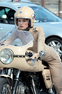 Keira Knightley Mounted Ducati for Chanel photosession