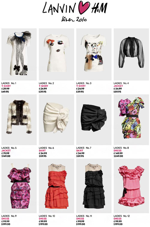 Price hotsell list h&m