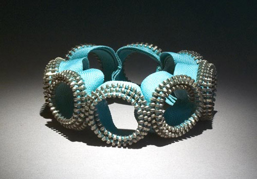 Collection of jewelry made from zippers