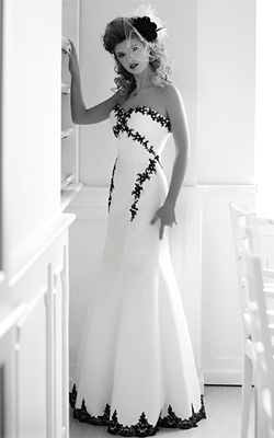 Wedding dresses with feathers and black embroidery are a hit  
