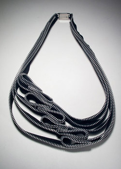 Collection of jewelry made from zippers